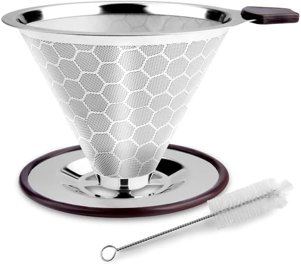Kaffefilter i rustfrit stål, papirløst kaffefilter til manuel kaffebrygning, genanvendelig kaffedrypper