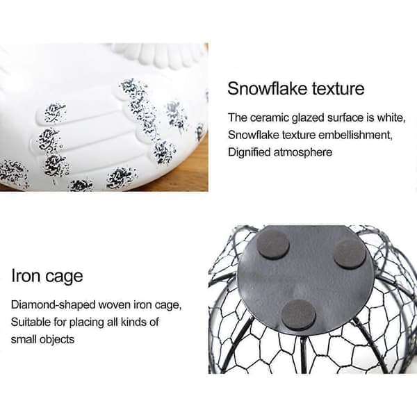 2025 Egg Basket, Iron Wire Egg Holder, Egg Collection Basket for Countertop with Ceramic Lid for Collecting Fresh Eggs White