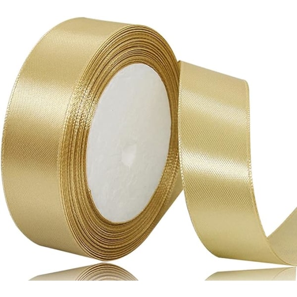 Guld satinband 25 mm x 22 m - dekorationsband för bröllop,
