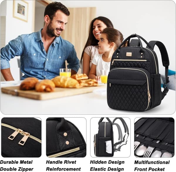 Backpack - Stylish Insulated Lunch Backpack for Women, Waterproof Cooler Bag for Work, School, Picnic