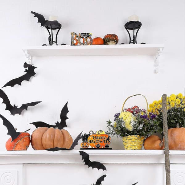2025 Årlig dekorasjon til jul 3 Glade Halloween borddekorasjoner Gresskar midtpunkt Stoffpaneler Halloweenfest