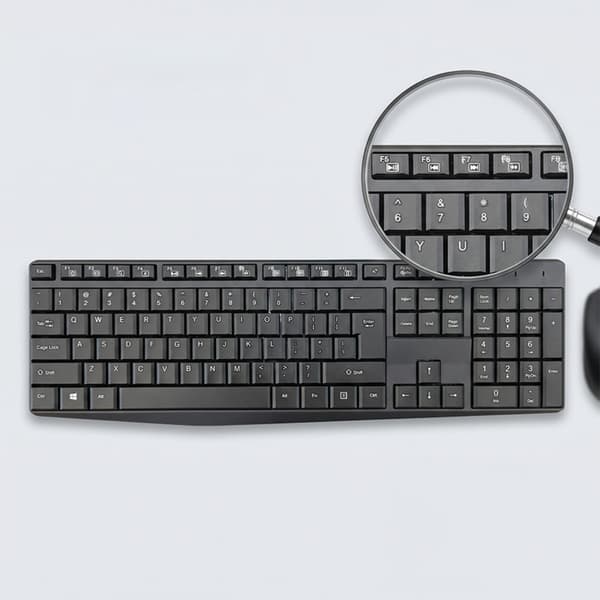 Wireless Keyboard and Mouse Set - Plug-and-Play USB Receiver for Office, Full-Size Layout, Spill-Resistant with Drainage and Anti-Slip