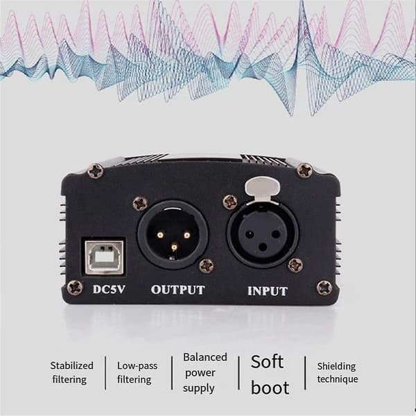 1-channel 48V Phantom Power with XLR 3-pin Microphone Cable for Condenser Microphone Music R