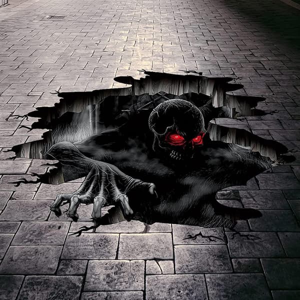Halloween Floor Decorations Scary 3D Ghost Floor Wall Decals, Ghost