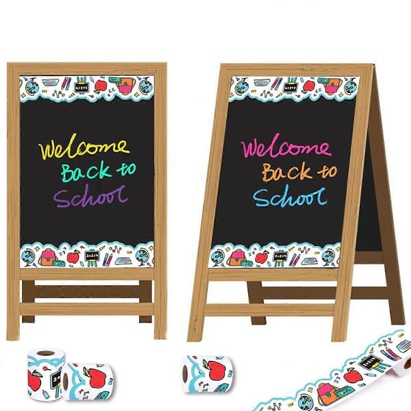 Back to School Bulletin Board Border Self-Adhesive Wavy Edging Sticker 20.7m for School Classroom Decor White