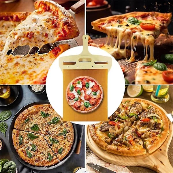 Glidende Pizzaspade - Pala Pizza Scorrevole, Pizzaspaden der overfører pizza perfekt uden at sidde fast som vist
