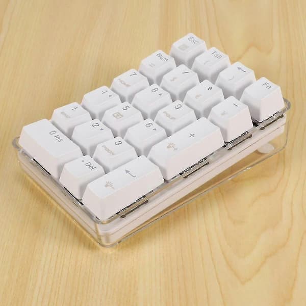 Mechanical Numeric Keypad Gateron Brown Switch Wired Gaming Keyboard Crystal Case White Backlight 21 Keys
