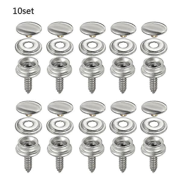 10 Set Rostfria Tryckknappar Marin Yacht Båt Canvas Markis Verktyg Knapp [db]