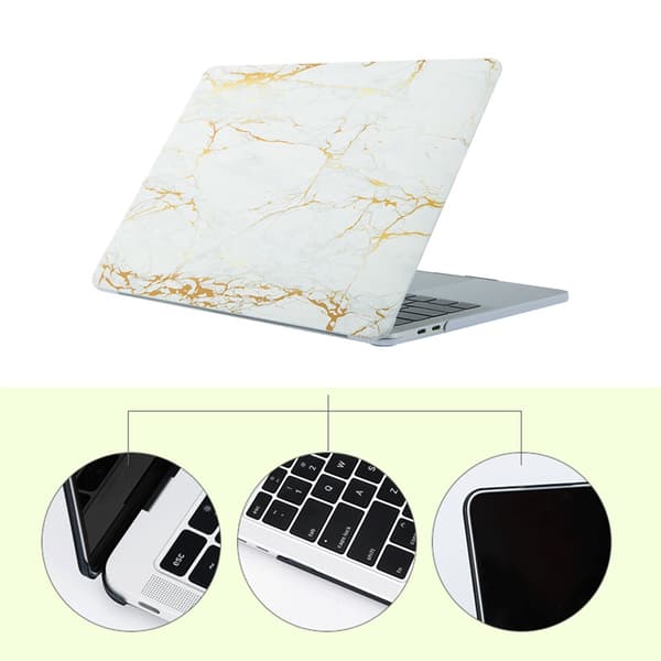 Hvidguld Marmor PC Hårdt Cover Kompatibelt med MacBook Pro 16 A2141 - Anti-ridsebeskyttelse & Ventileret