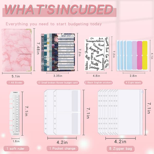 A6 ringperm med budsjettark budsjettplanlegger Rosa Rosa Pink