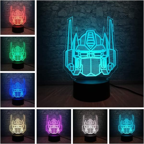 3D optisk illusion Transformers modell skrivbordslampa LED nattlampa