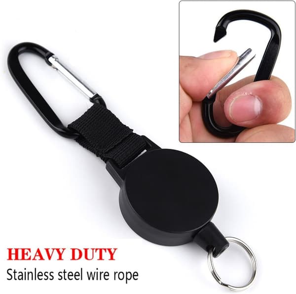 2-pack Heavy Duty Retractable Keychains with 65cm/25in Steel Wire