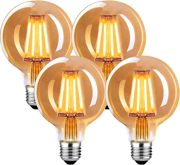Vintage E27 LED-pære, 4W G80 2700K Varmhvit - 4-pakning