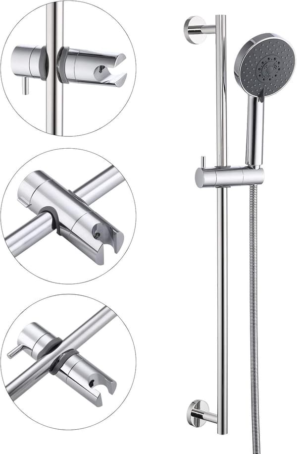 Dusjhodeholder 18-19MM, Justerbar Dusjhodeholder Feste Erstatning Dusjstangskinne Polert Krom