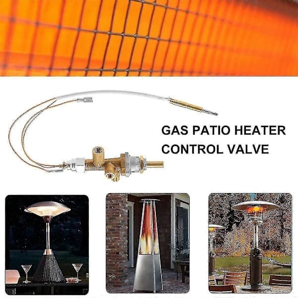 Kontrollventilkitt for propanvarmer med termoelementsensor, veltesikringsbryter for terrassevarmer i messing, 11,5 cm