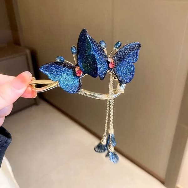Sommerfugl Frynser Hårklemme Hårnål BLÅ