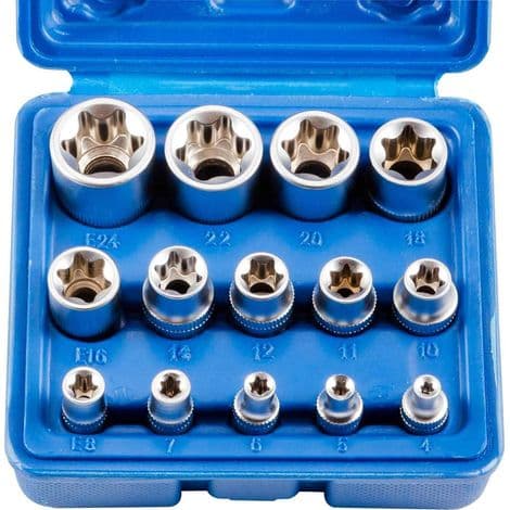 Sett med 14 innvendige Torx-piper E4-E24 E-Torx sekskantede