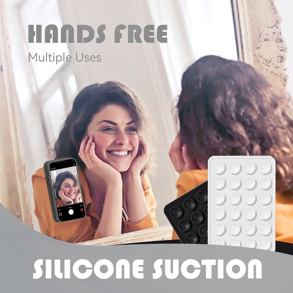 Silicone Cell Phone Mount with Adhesive, Suction Cup Phone Case Mount for iPhone and Android, Hands-Free Cell Phone Grip with Adhesive
