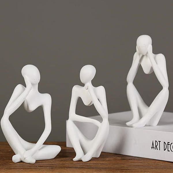 Thinker Statue - Resin Figurine Statue Thinker Figure Abstract Decoration - Abstract Thinker Sculpture Modern Art Figurine - Desk Decoration White