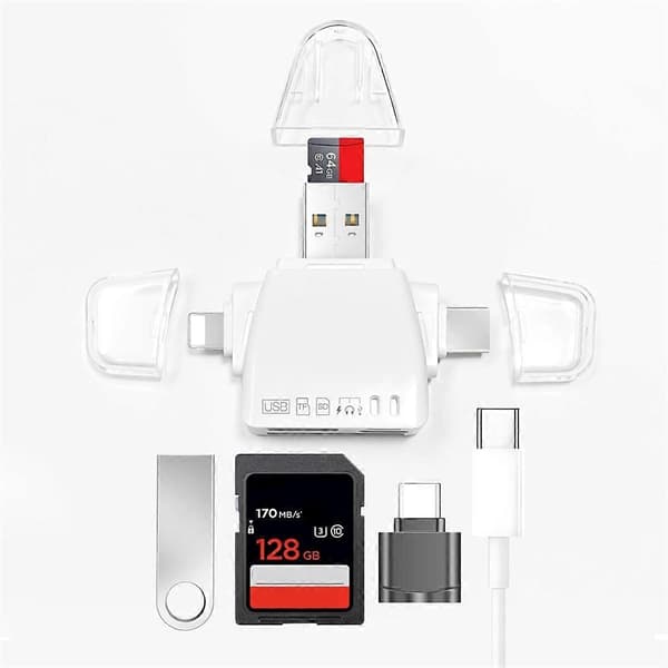 7-i-1 Kortläsare Multifunktionell Universal Telefon Datoradapter SD Kortläsare TF U-Disk Typ-C