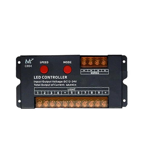 12V 24V DC 4CH 9 Kanaler Separat LED Strip Tape Controller Hopp Vatten Burst Flash Häst Skylt Ljusande Ord Switch A