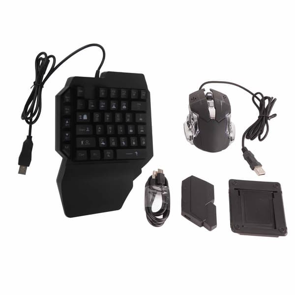 Portable Mini Gaming Keyboard Mouse USB RGB Wrist Rest Half Hand 35 Keys Keyboard Mouse with Converter for Android for IOS