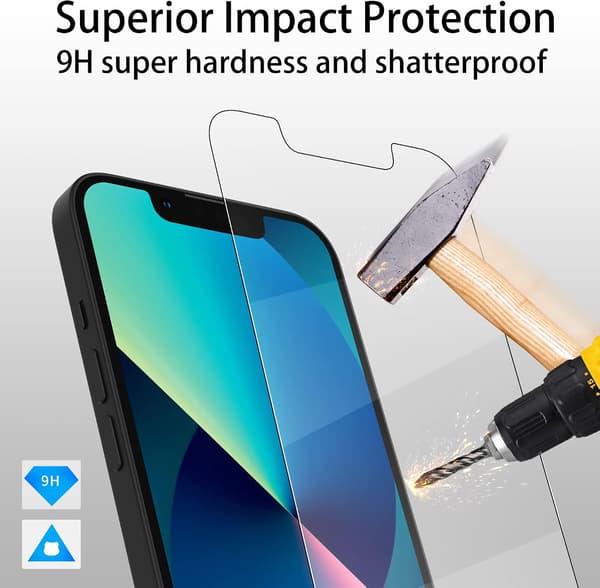 [4-pakkaus näytönsuoja iPhone 16e, iPhone 14, iPhone 13 & 13 Pro (6,1 tuumaa), karkaistu lasikalvo