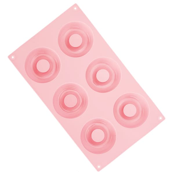 6-hullers silikone doughnut bageform non-stick kageform køkkentilbehør pink