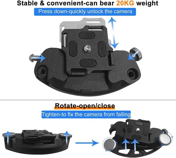 Camera Clip, Camera Holder, Aluminum Camera Holder Belt Clip with 1/4\" Screw, for DSLR Camera, Backpack