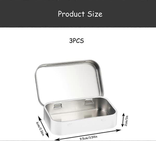 Rectangular Metal Empty Hinged Tin, 3pcs Mini Portable Box Small Storage Box Beads and Jewelry Small Items, Sorting