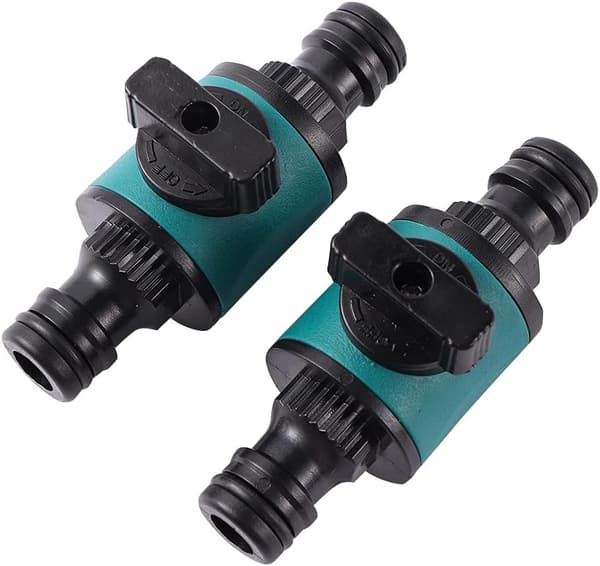 Hurtigkobling til haveslange med 2-vejs stopventil 2 stk. 16 mm