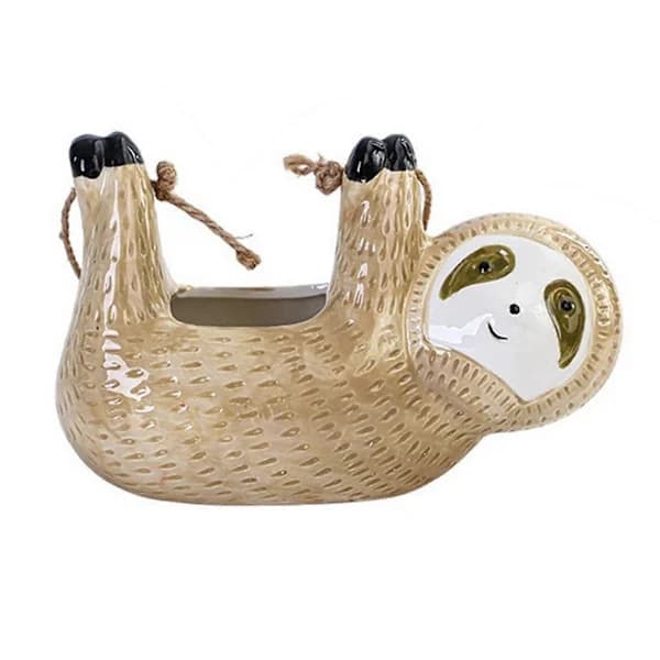 22 cm Hanging Sloth Planter, Succulent Flower Pot, Garden Decor Khaki
