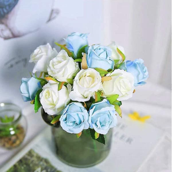 1 Buket Kunstige Roser Blomster 12 Hoveder Arrangement Silke