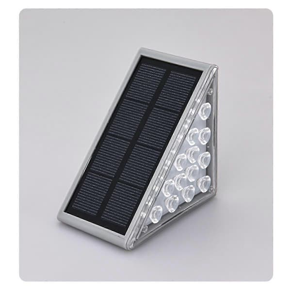 4 stk Solar Trappelys Utendørs Hjem Ingen Kabling Regntett Grå Solar Trinnlampe Stemningslys, Varmt Lys