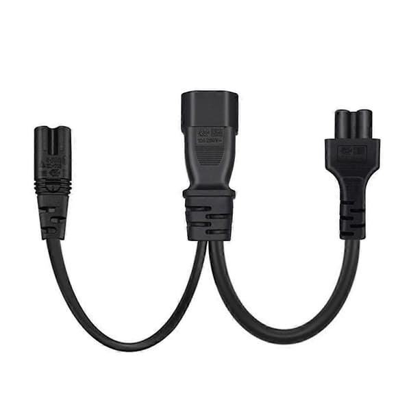 32cm IEC320 C14 til IEC320 C5+IEC320 C7 AC-strømforlengelseskabeladapter