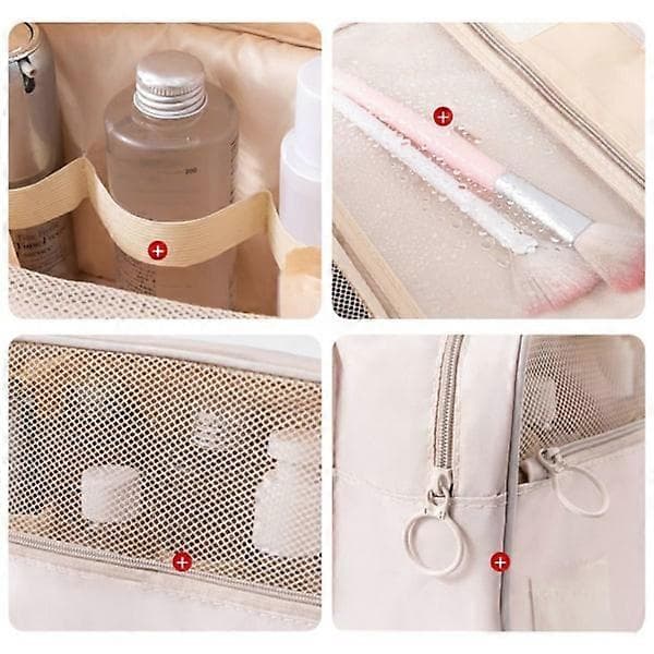 Large Hanging Toiletry Bag Cosmetic Makeup Bag Grey White White