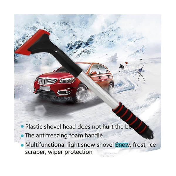 Extendable Ice Scraper Snow Brush Detachable Snow Removal Tool with Foam Handle 360 Swivel Brush