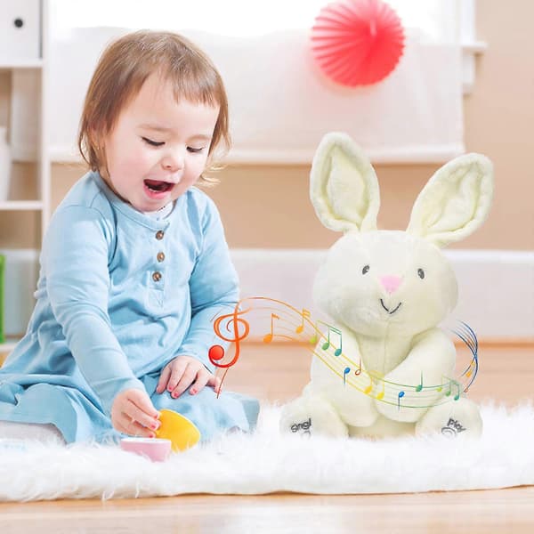 Phoebe the Singing Bunny Stuffed Animal, Animated Plush Toy with Moving Ears, Interactive and Repeating Rabbit Doll