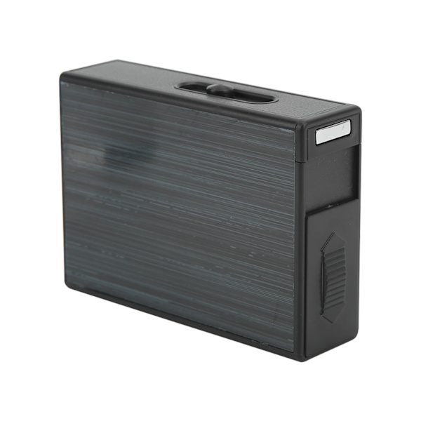 Cigarette Case Portable Black Brushed Matte Surface USB Charging Cigarette Storage Box with Lighter