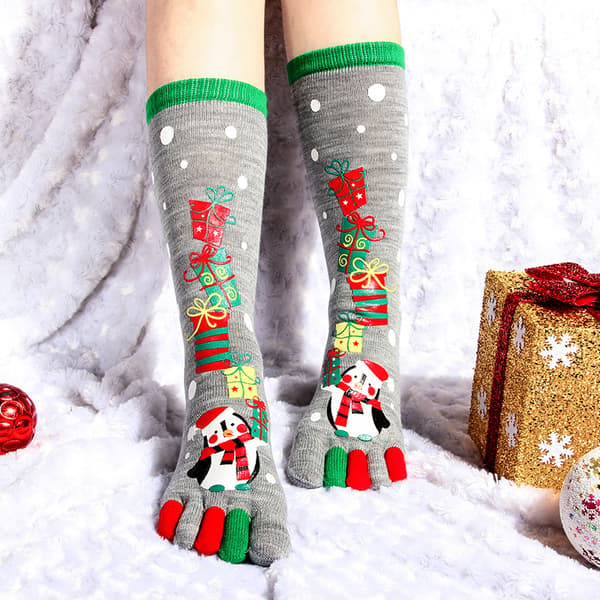 1 Pair Unisex Christmas Cotton Socks Comfortable Five-Finger DXGHC
