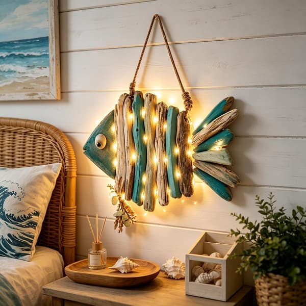 seinäkoristekala – retro merellinen, kaukosäädin 8 tilalla, -