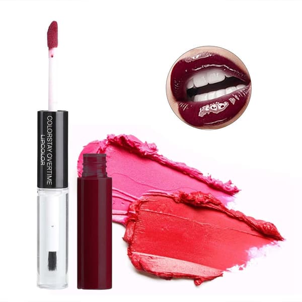 ibcccndc 5ml+5ml Long-lasting Makeup Liquid Lipstick Waterproof Beauty Double Lip Gloss (01)