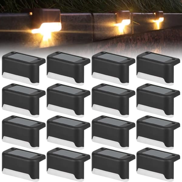 Sett med 16 solcellelamper, LED-belysning utendørs solcellelampe, utendørs