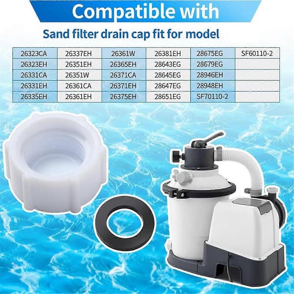 Sandfilter Aftapningsprop Erstatningsventil Hætte med O-ring til Intex 11456 Sandfilterpumpe Poolventil