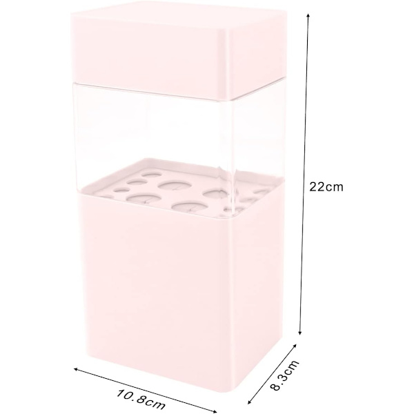Rosa anti-lock makeup børsteholder, transparent makeup børste opbevaring