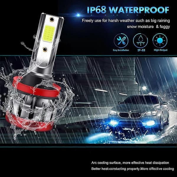 H8/H11 LED Blue Headlight 60W 6000LM 8000K, 360 Adjustable Fog Light Halogen Replacement Conversion Kit