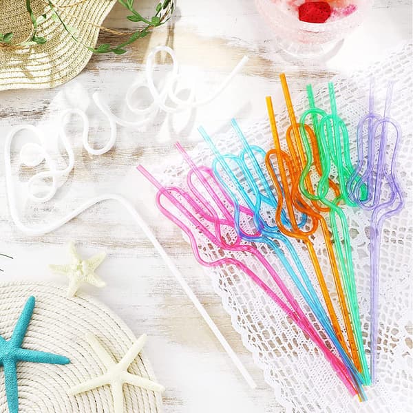 12 Reusable Straws - Pink Letters, Wedding Straws, Wedding Decoration