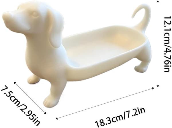 ringholder med hundetrykk 3D-printet søt dachs borddekorasjon hvit - Weiß