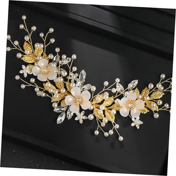 Perlehårkam bryllupshodeplagg med rhinestone og perle for kvinner, hvit, wire ABS, bryllup -