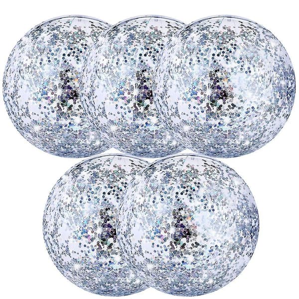 5-pack med jättebadbollar, gigantiska flash-uppblåsbara badbollar, vattenleksaker för pool och strand - Silver
